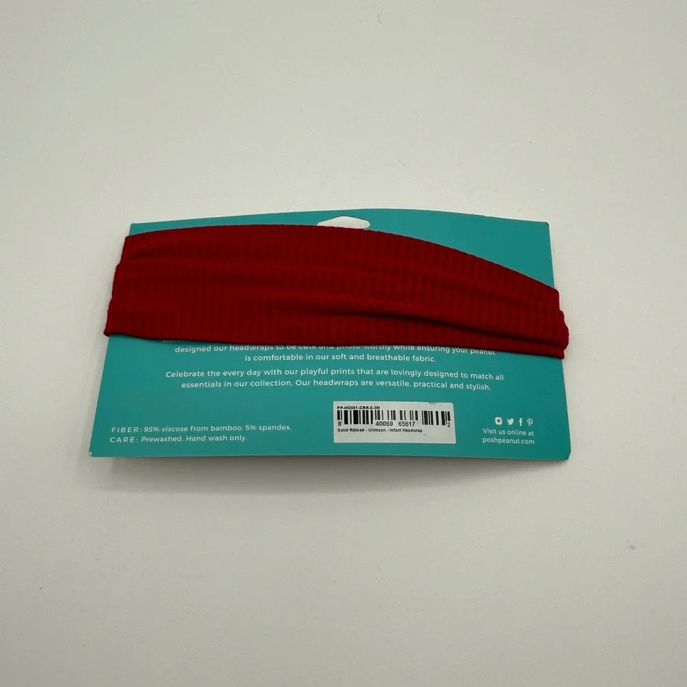 Posh Peanut Headwrap Girls 0-3M Red Ribbed Knit Bamboo Hair Accessory NEW